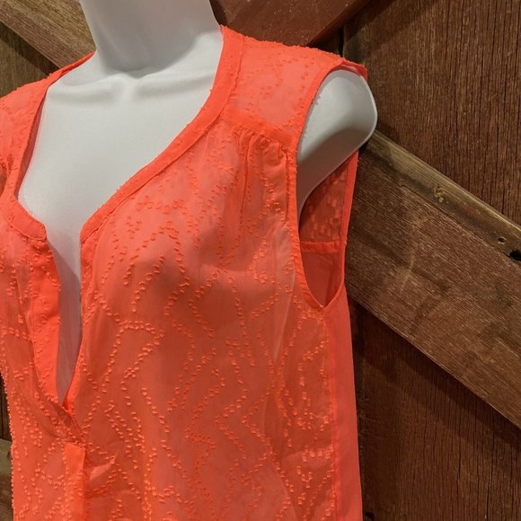 American Eagle Outfitters Women's Size Small Coral Sheer Tank Top VNeck Light - Picture 4 of 10